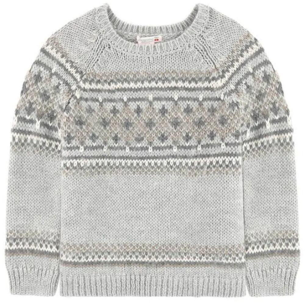 Bonpoint Girls Gray Fashion Alpaca Cable Knit Sweater Size 8
